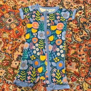 Little Sleepies 2T Blue Floral Zip Romper